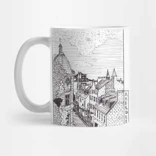 Aberdeen Town Scotland Pen Ink Drawing Mug